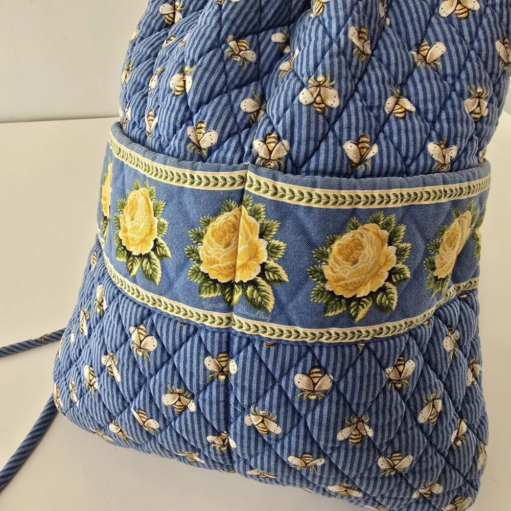 Vera Bradley Floral Bee Rose Flower Y2k 90s Drawstring Daypack Napsack Backpack
